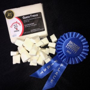 CannonBelles' queso fresco beside first place ribbon