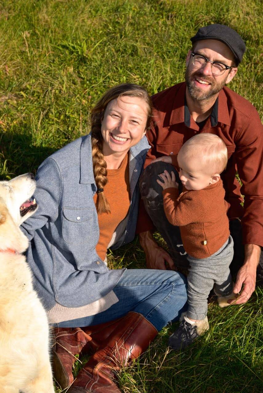 Medicine Creek Farm family photo with dog