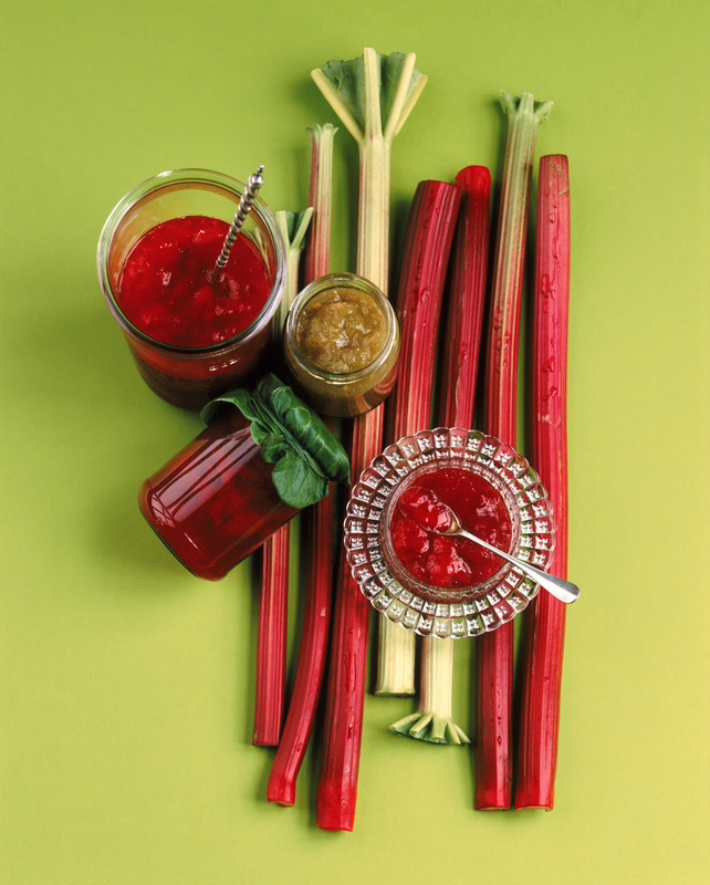 Rhubarb with savory sauce, directly above