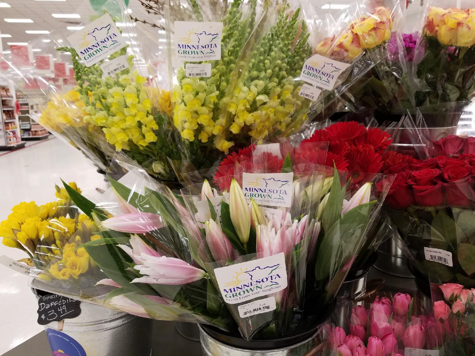 fresh cut flowers in target with minnesota grown logo
