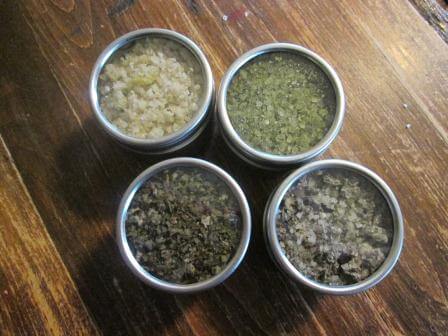 Herb salts in containers