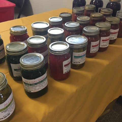 Fergus Falls Farmers Market jam and jelly jars on a table