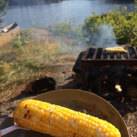 Grilled sweetcorn by the lake