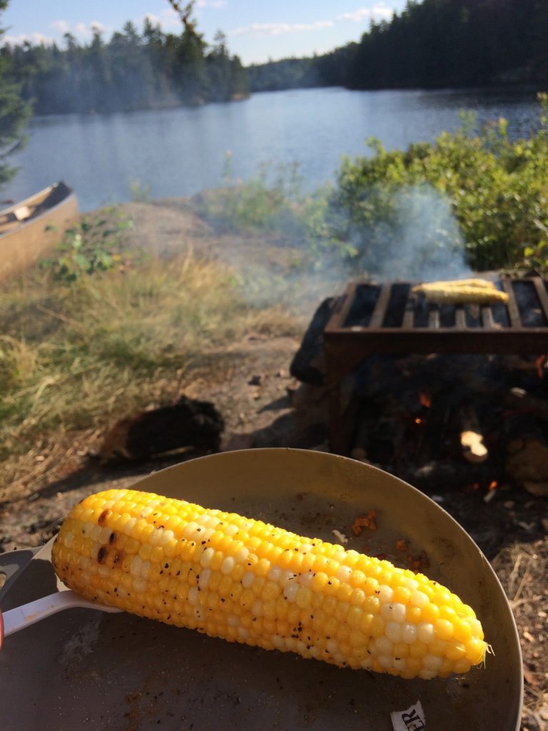 Grilled sweetcorn by the lake