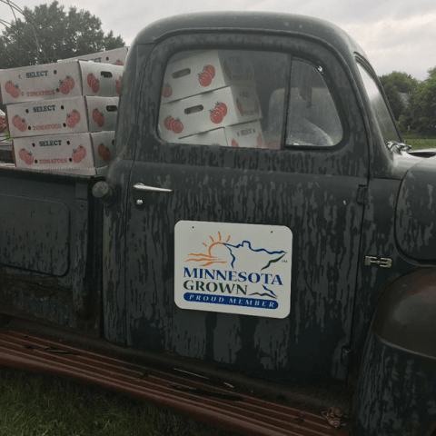 Minnesota Grown sign on truck