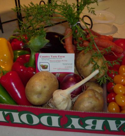 CSA box filled with vegetables