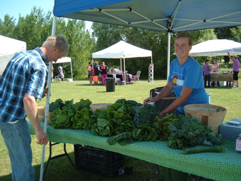 customer looking at lettuce vendors produce