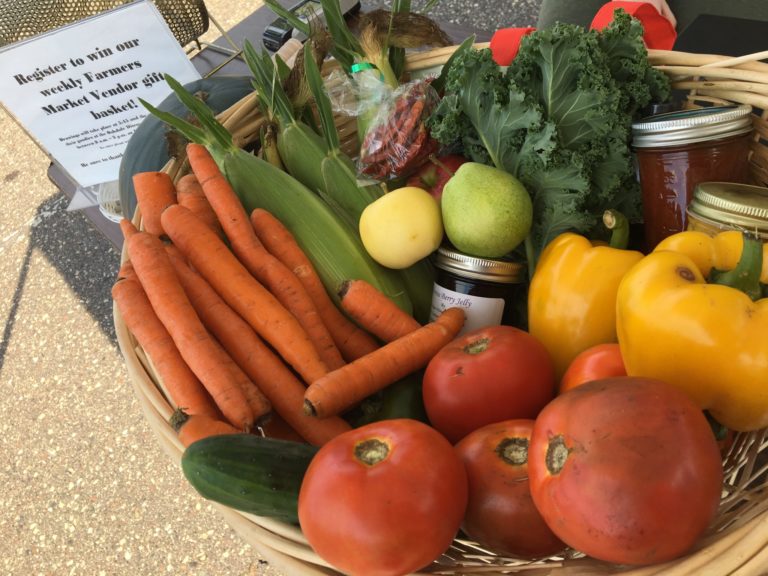 basket of fresh produce and preserves