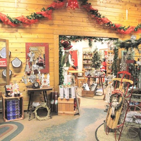 interior of a Christmas decoration store