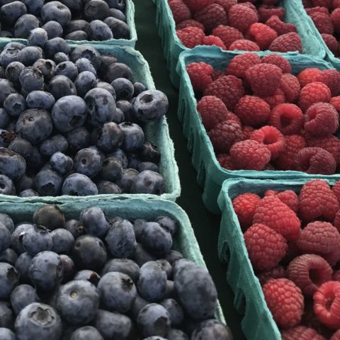 blueberries and raspberries