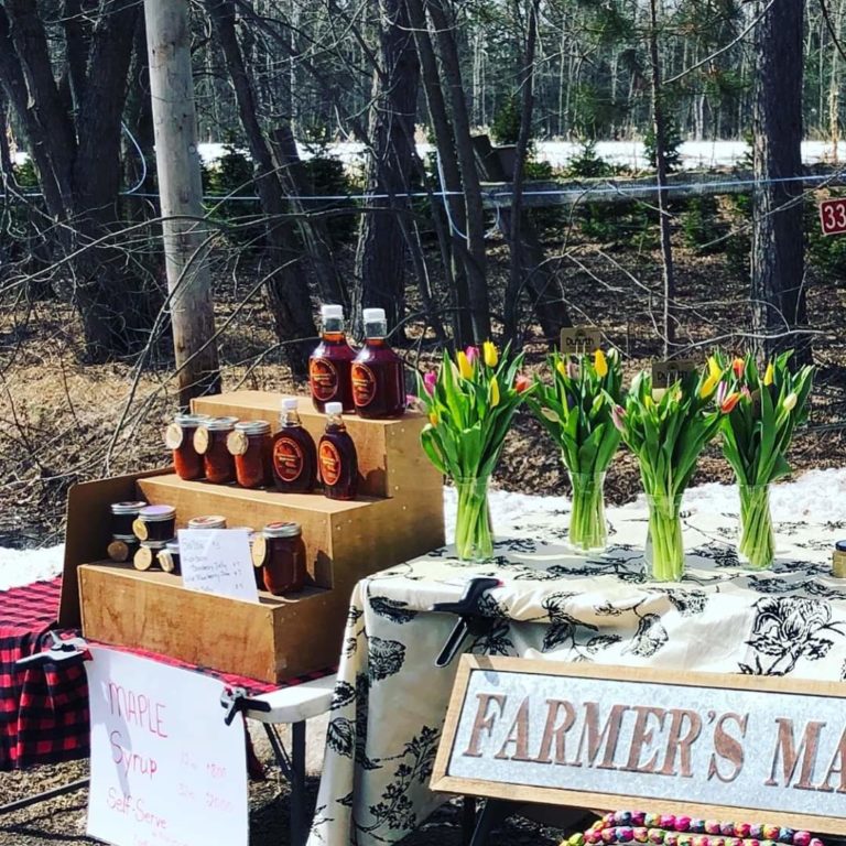Farm stand featuring maple syrup
