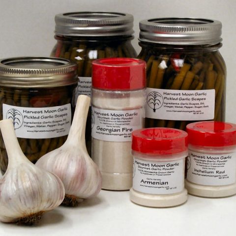 Garlic products displayed
