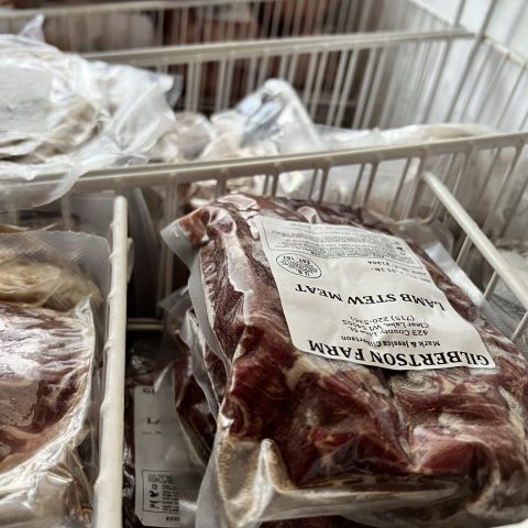 Lamb stew meat packaged in cooler