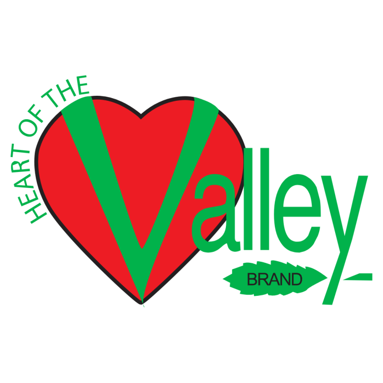 Ed Fields and Sons logo. It has a large heart with the word "Valley" over it. Along the sides of the heart are the words "Heart of the"