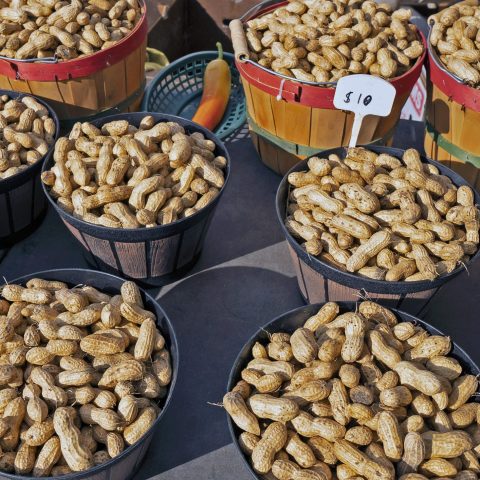 Baskets of peanuts.