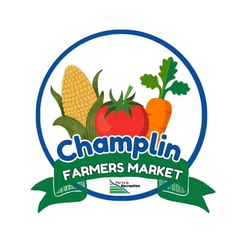 champlin farmers market logo with corn cob, tomato, and a carrot