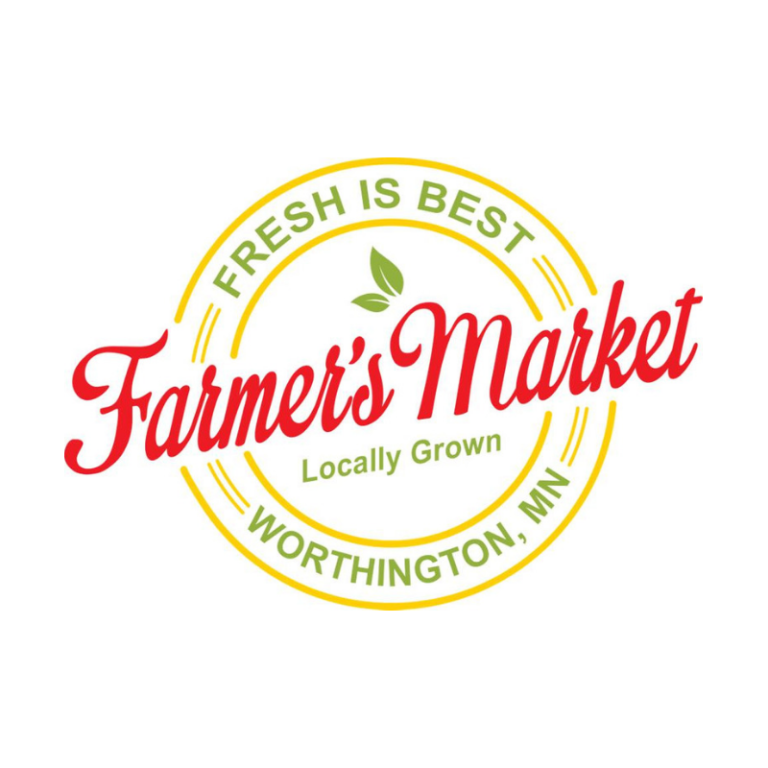 Worthington Farmers Market logo. says "Fresh is best, Locally grown, Wothington, MN, Farmers Market"