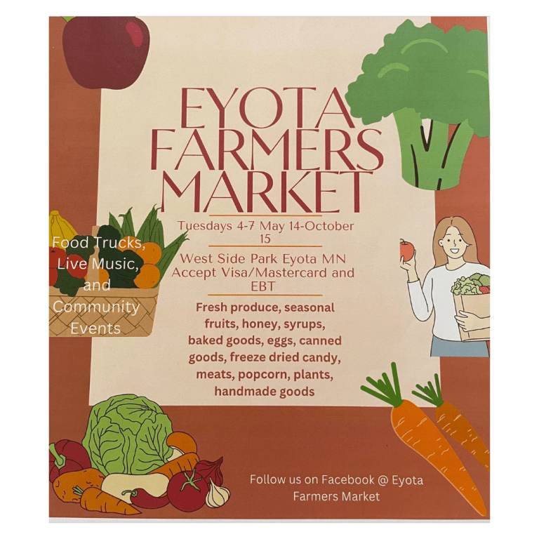 Eyota Farmers Market Poster with 2024 Season info.