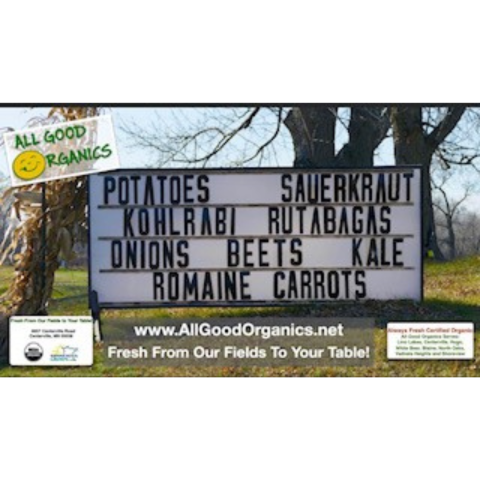 Farm sign listing products