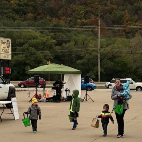 family walking together at the market