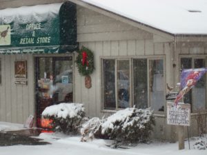 oakwood game farm storefront in the snow