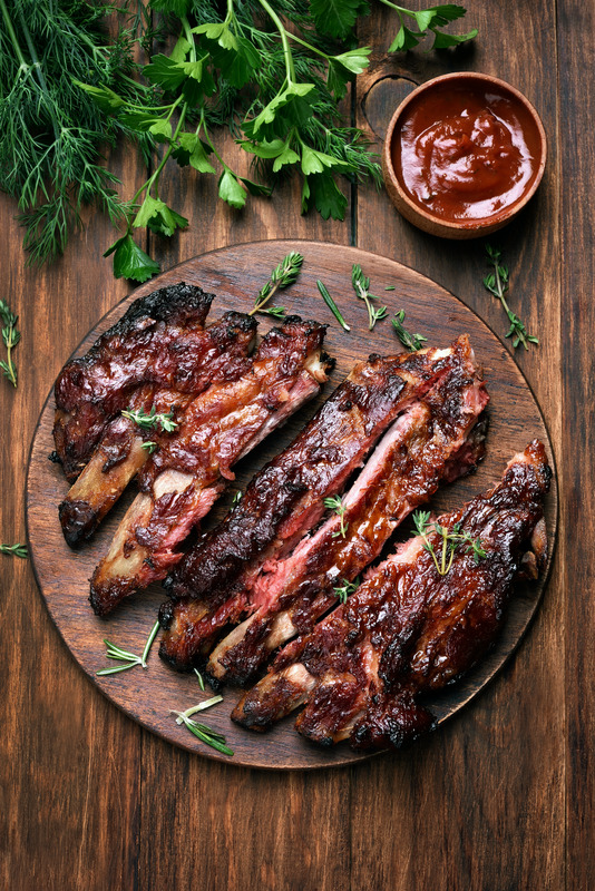 Grilled sliced barbecue pork ribs Minnesota Grown
