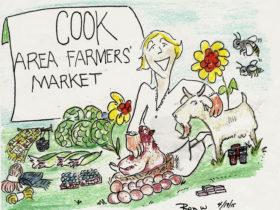 Cook Area Farmers Market drawing of vendor and booth