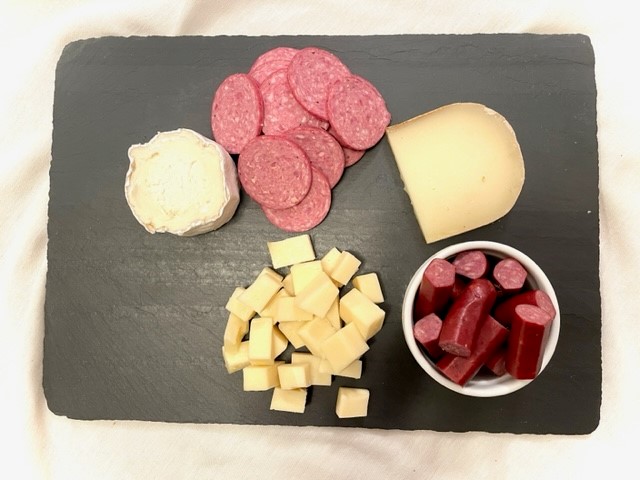 Cheese adn meat arrangement