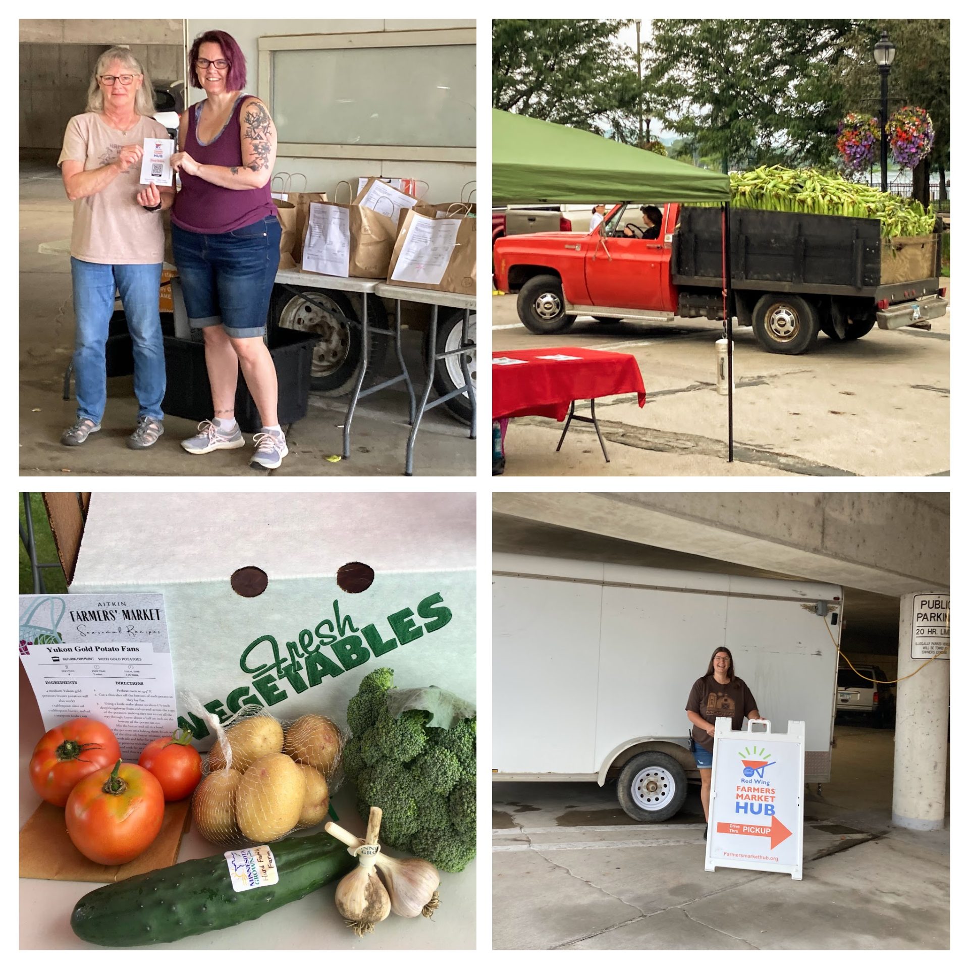 Collage of photos of Farmers' Market Food Hubs.
