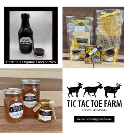 Tic Tac Toe farm products and logo