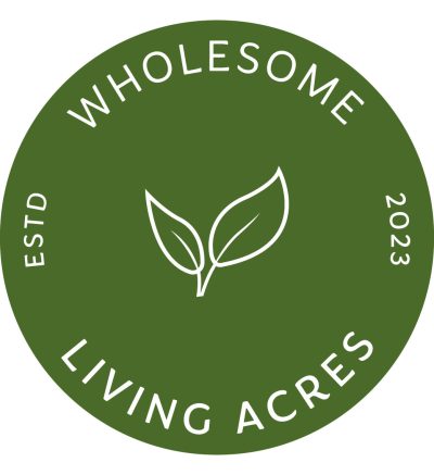 wholesome living acres logo. a green circle with the words "wholesome living acres established 2023" on it