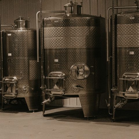 Wine making stills in a production facility