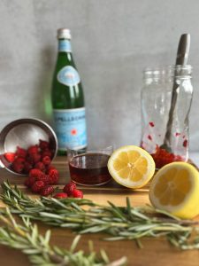 2025.06 Taken Raspberry Rosemary Smash Mocktail Ingredients Maple Syrup
