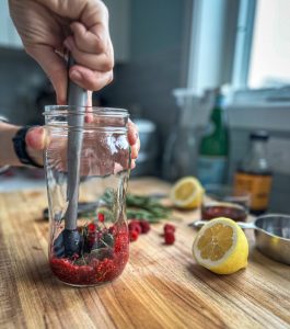 2025.06 Taken Raspberry Rosemary Smash Mocktail Smashing Muddling