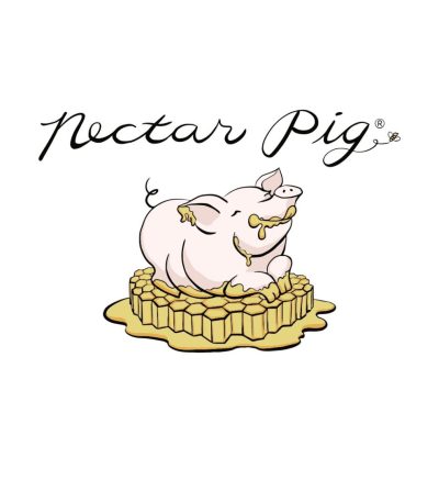 Nectar Pig Logo with illustration of a pig enjoying honey.