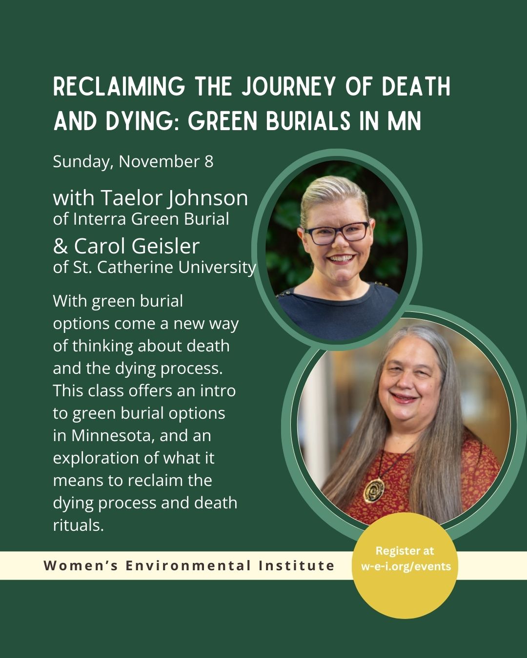 banner event title, date, instructors, and description. two circular image of the instructors. please read event details