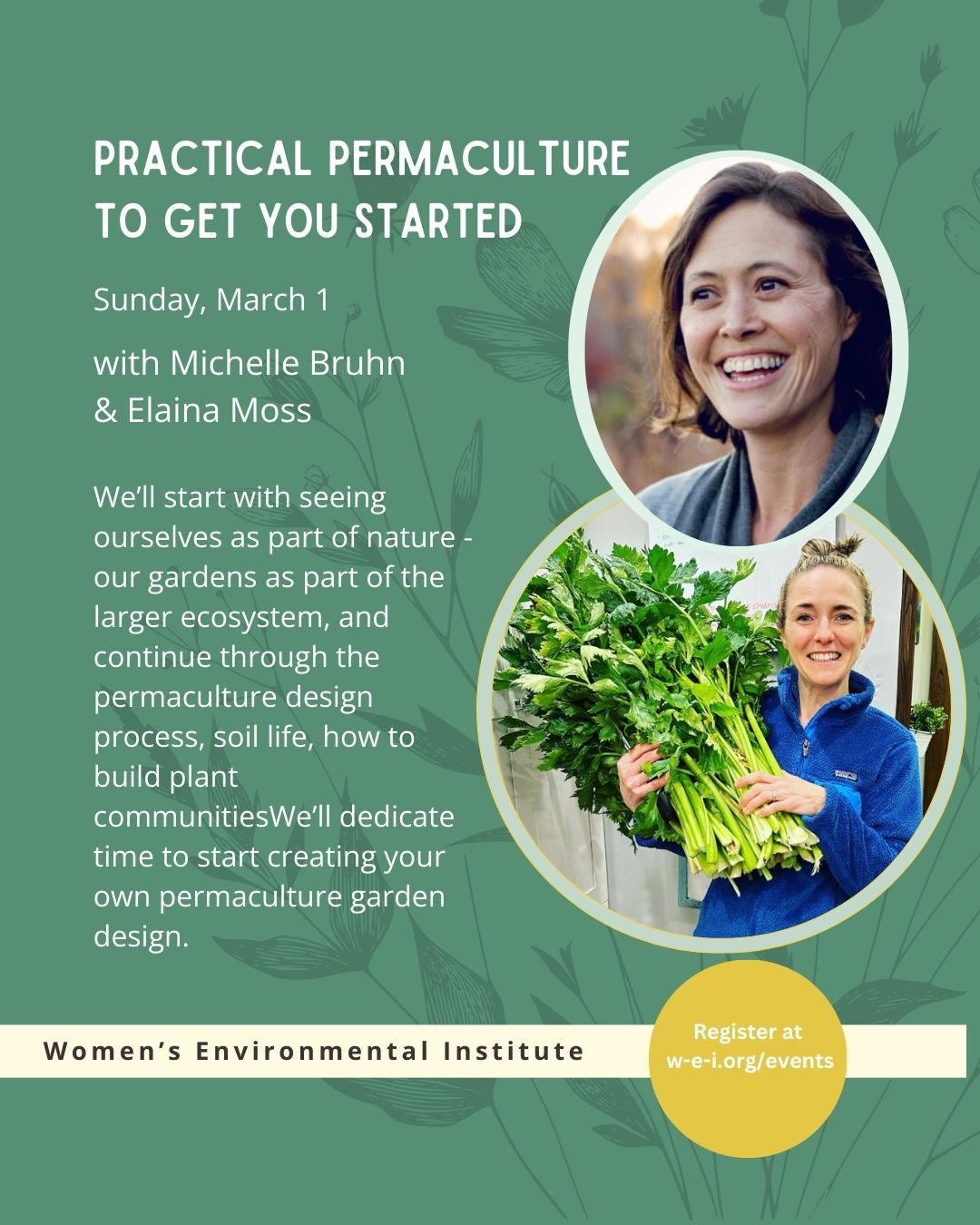 banner event title, date, instructors, and description. two circular images of the instructors. please read event details