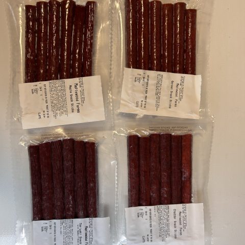four packs of beef sticks