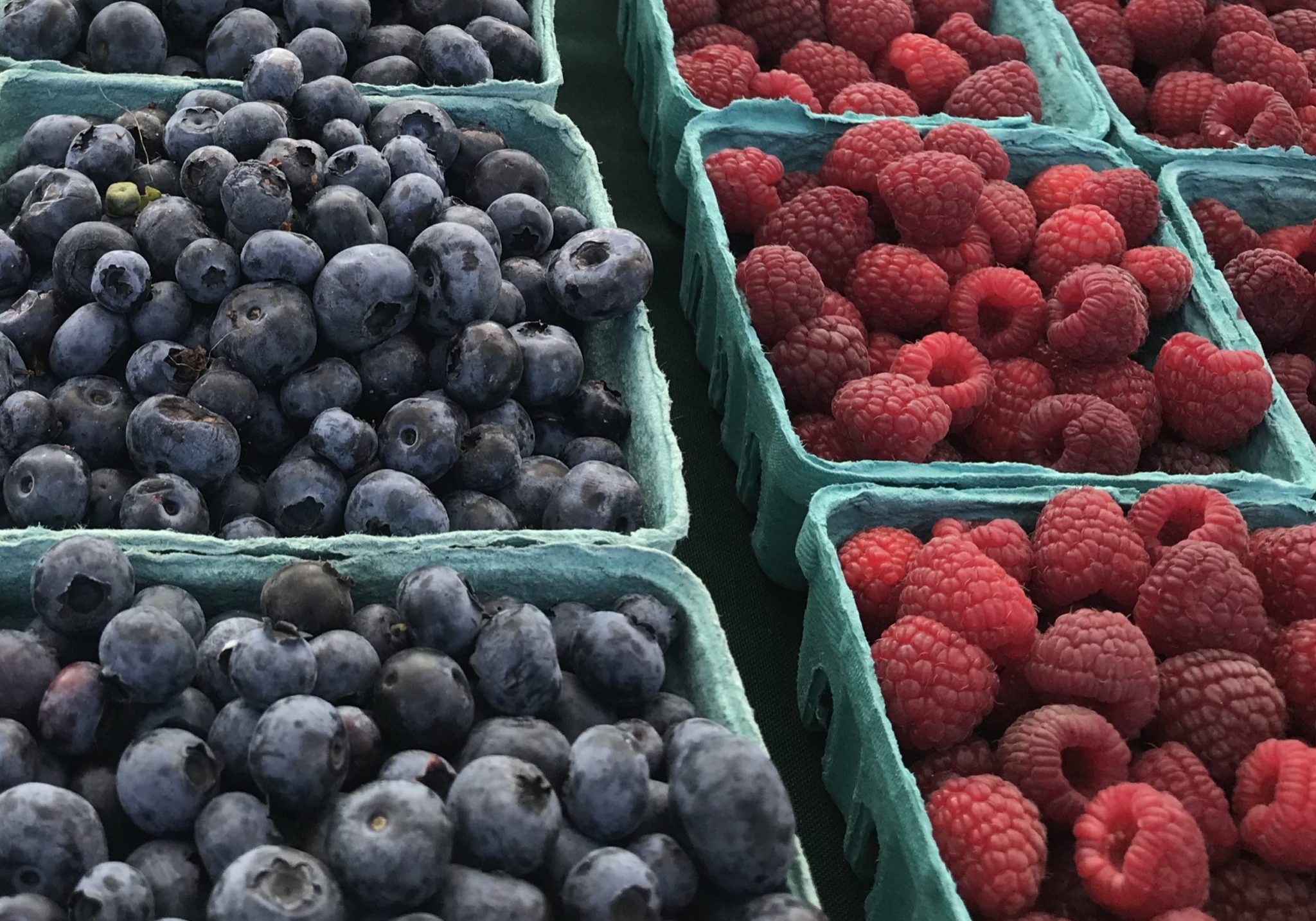 blueberries and raspberries