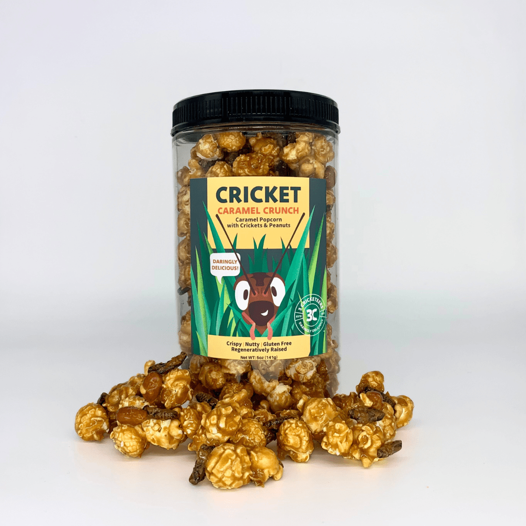 A jar of cricket caramel corn.