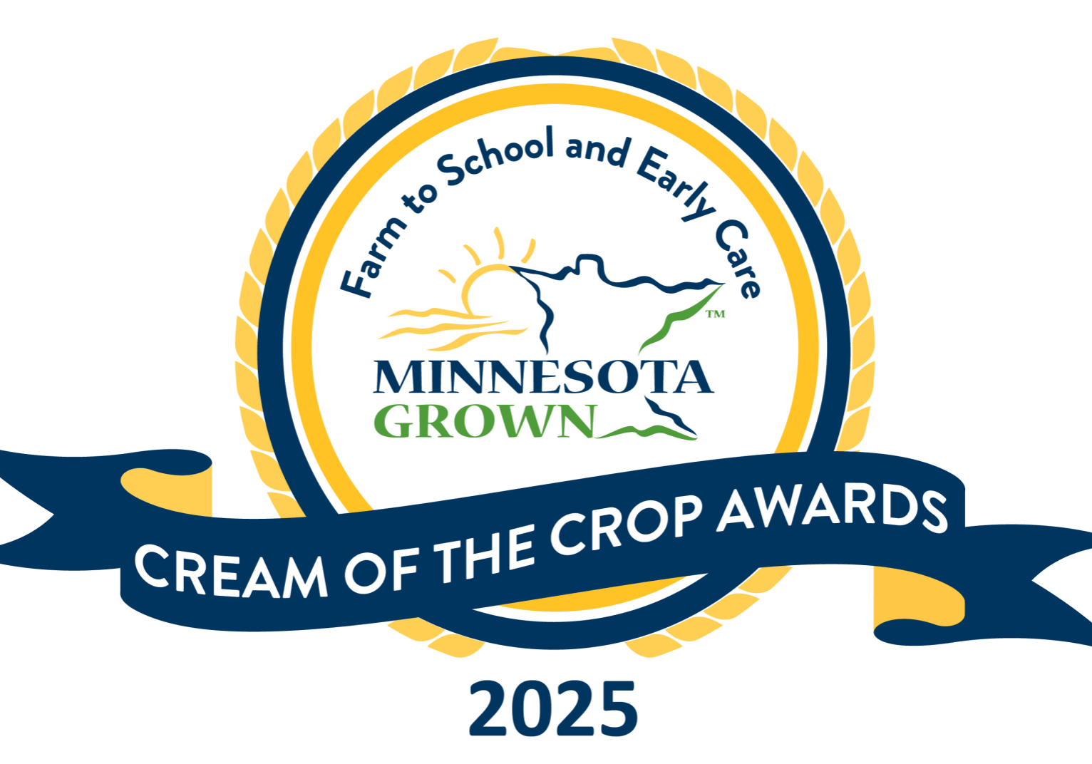 A multi-color logo for the Minnesota Grown Farm to School and Early Care Cream of the Crop Awards.
