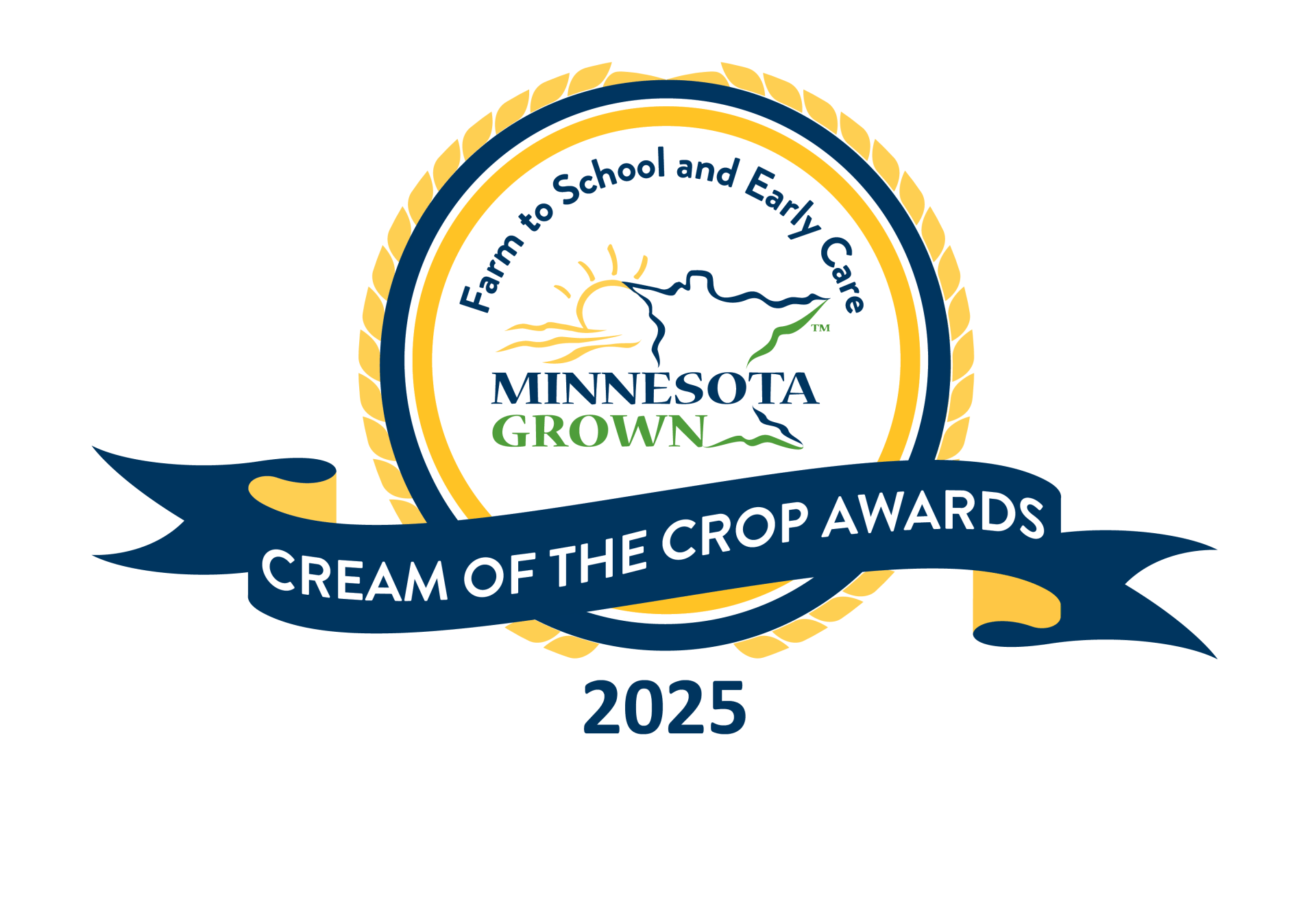 A multi-color logo for the Minnesota Grown Farm to School and Early Care Cream of the Crop Awards.