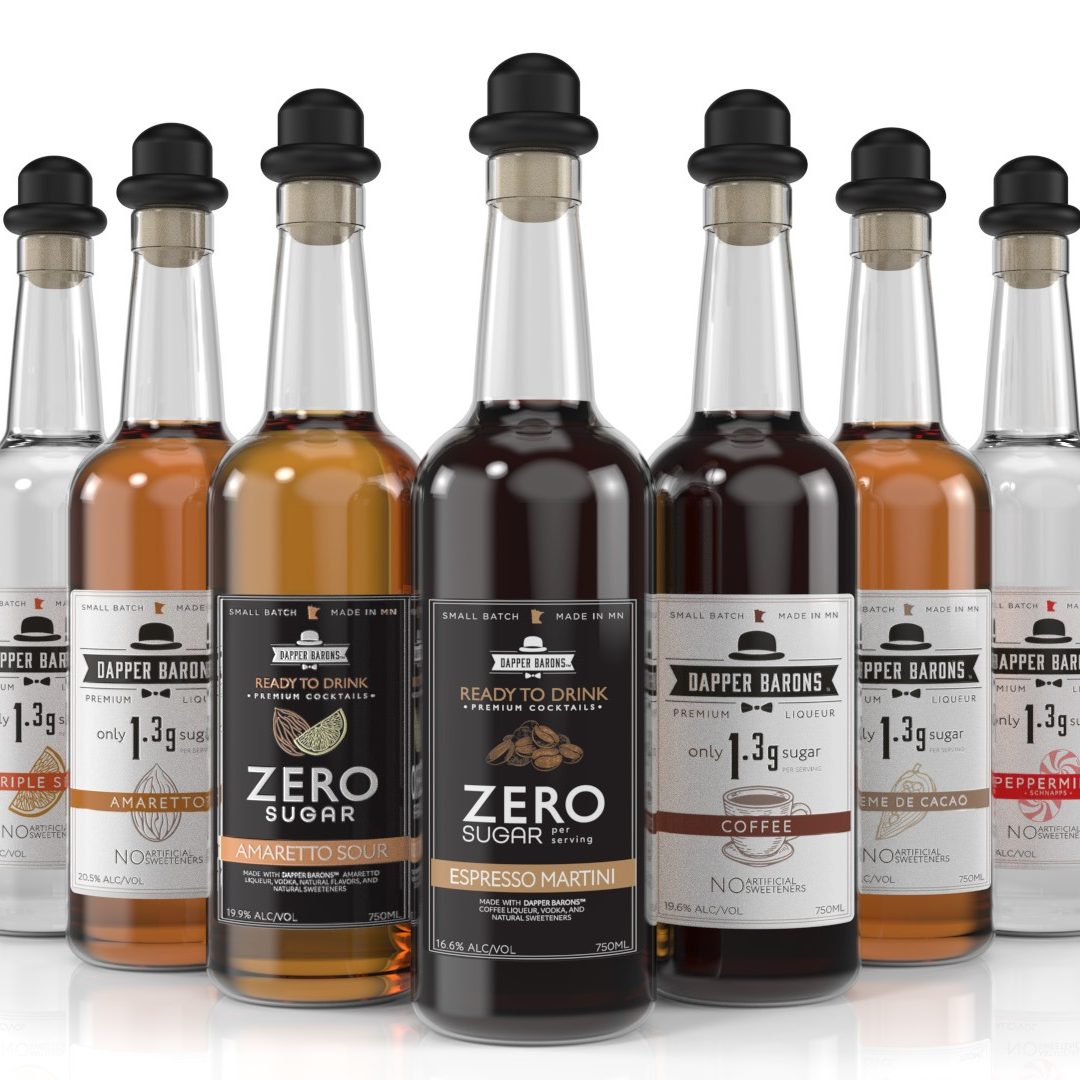 dapper barrons bottles in a V formation